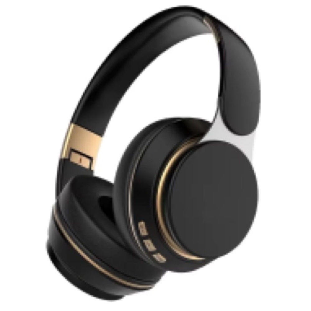 Wireless Black White Red Blue Headphones with Gold Accents